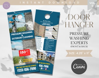 Pressure Washing Door Hanger Template: Customizable Canva Design (Digital Download)