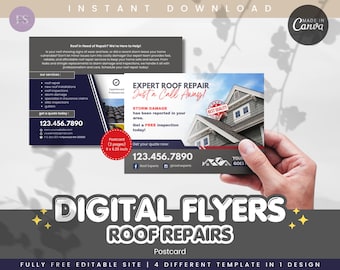 Roof Repair Flyer Template: Customizable Canva Design (Digital Download)