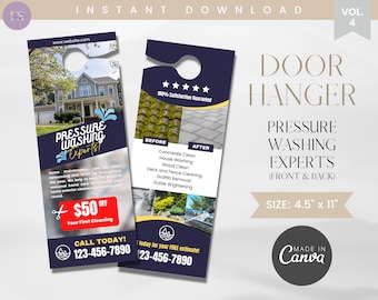 Pressure Washing Door Hanger Template: Customizable Canva Design (Digital Download)