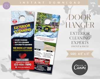 Exterior Cleaning Door Hanger Template: Customizable Canva Design (Digital Download)