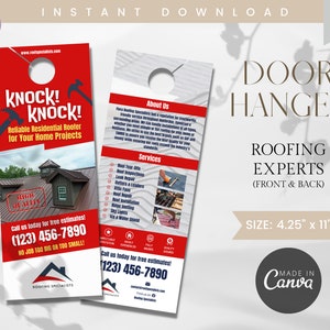 Roofing Business Door Hanger Template: Customizable Canva Design (Digital Download)