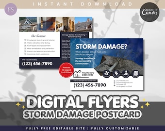 Storm Damage Flyer Template: Home Repair Services (Canva Editable, Digital Download