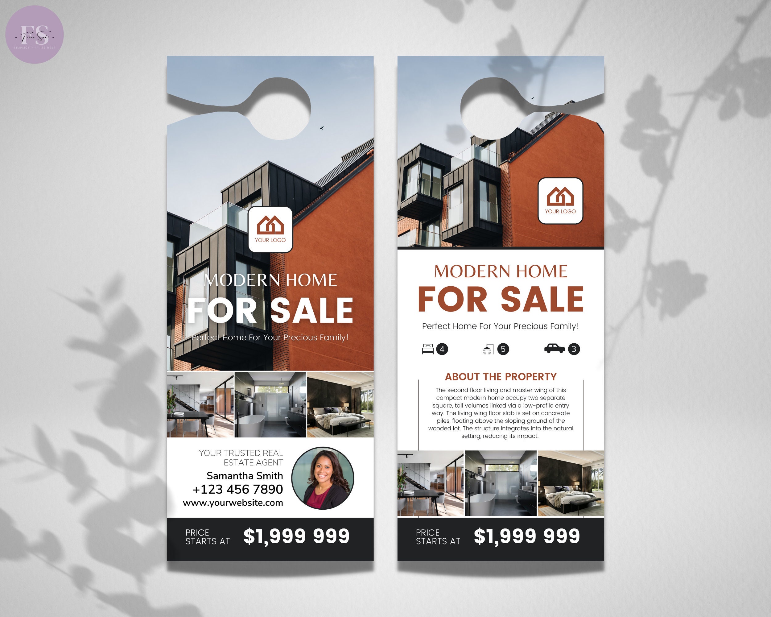 Realtor Door Hanger Tag Canva Template, Selling or Buying Door Hanger
