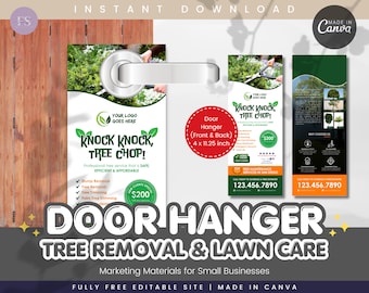 Tree Removal Door Hanger: Lawn Care Marketing Canva Template (Digital Download)