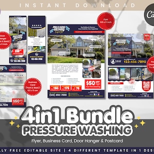 Pressure Washing Flyer Template Bundle: Customizable Canva E-Flyer (Digital Download)