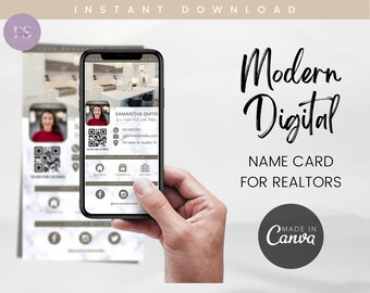 Realtor Digital Business Card Template: Modern Canva Design (Editable)