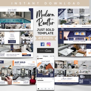 40 Just Sold Posts, Just Sold Social Media Posts, Real Estate Instagram Posts, Just Sold Real Estate Template, Realtor Marketing