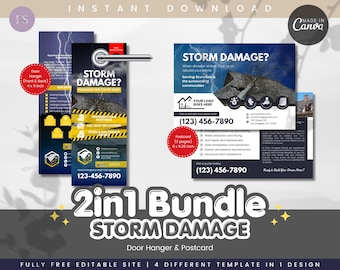 Storm Damage Flyer Template: Roof Repair Experts, Customizable Canva Design (Digital Download