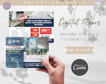 Pressure Washing Flyer Template: Exterior Cleaning Canva E-Flyer (Digital)