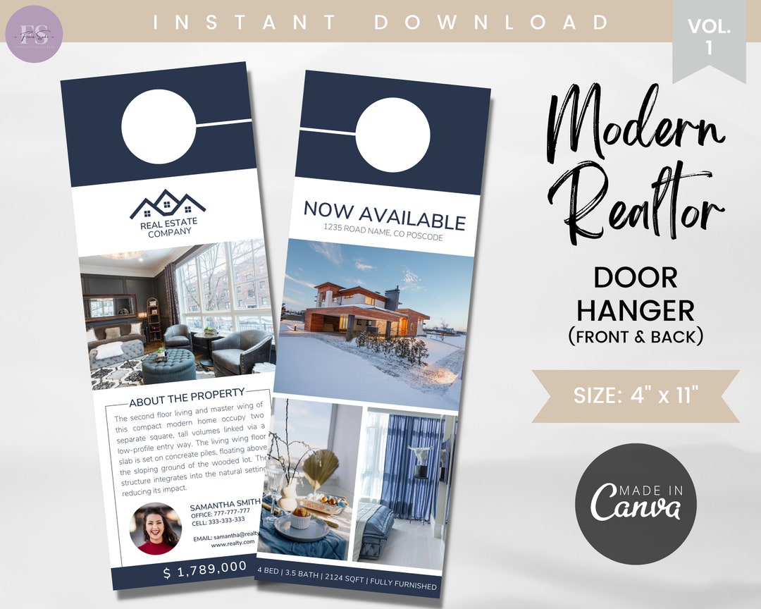 Realtor Door Hanger Tag Canva Template Selling or Buying Door Etsy