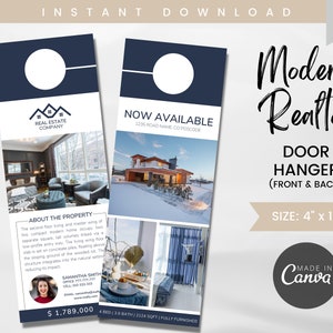 Realtor Door Hanger Tag Canva Template, Selling or Buying Door Hanger, Realtor Door Hanger Template, Realtor Marketing, Editable Digital