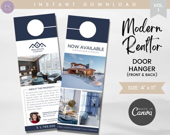 Modern Realtor Door Hanger Template: Editable Canva Design (Digital Download)
