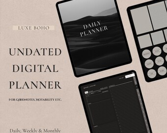 Daily Digital Planner for GoodNotes Notability, Luxe Dark Mode Daily Planner, GoodNotes Planner, Notability Planner, iPad Planner, Undated