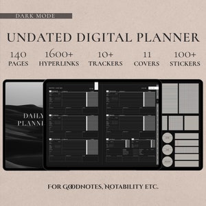 Compact Daily Digital Planner, Luxe Dark Mode, Daily Weekly All-in-One, Hyperlinked iPad Planner, GoodNotes Planner, Notability Planner