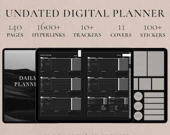 Compact Daily Digital Planner, Luxe Dark Mode, Daily Weekly All-in-One, Hyperlinked iPad Planner, GoodNotes Planner, Notability Planner