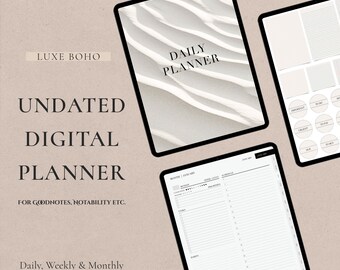 Daily Digital Planner for GoodNotes Notability, Luxe Black&White Daily Planner, GoodNotes Planner, Notability Planner, iPad Planner, Undated