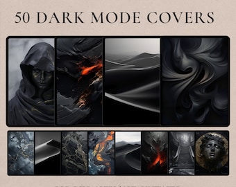 50 Dark Mode Digital Covers for Goodnotes Notability, Minimalist Dark Aesthetic, Notebook Planner Journal Covers for Goodnotes iPad MacBook