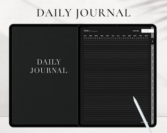 Digital Daily Journal, Minimal Dark mode, Hyperlinked Tabs, Note Templates for iPad GoodNotes Notability, Digital Journaling, Bonus stickers