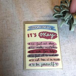Postkarte "It's Okay" | A6 | Naturkarton| Hochformat|selbstdesignt| Du bist genug| Es ist okay| Mental Health