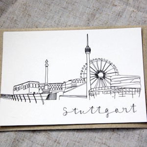 Cartolina "Skyline di Stoccarda" | A6 | Cartone naturale| autoprogettato e stampato con amore| 0711 | Stuggi