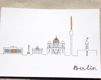 Postal "Berlin Skyline" | A6 | Cartón natural | Diseño propio e impresión con cariño | Amor por Berlín