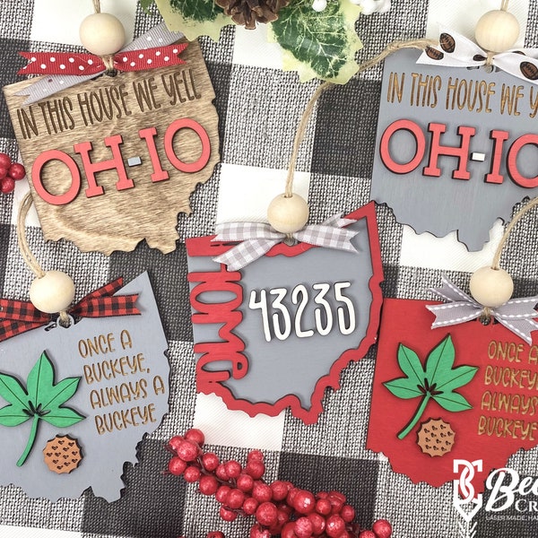 Ohio Ornaments, Ohio State Ornaments, Ohio Christmas Ornaments, Buckeye Ornaments, OH-IO, Zip Code Ornaments