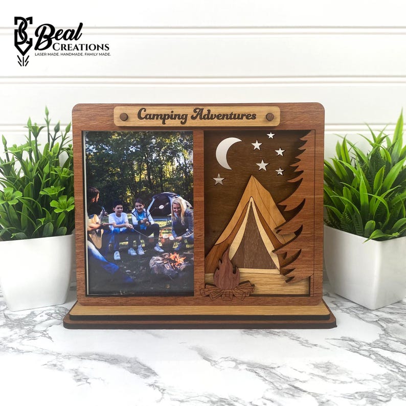 Wooden Camping Photo Frames - RV or Tent Scene - Etsy