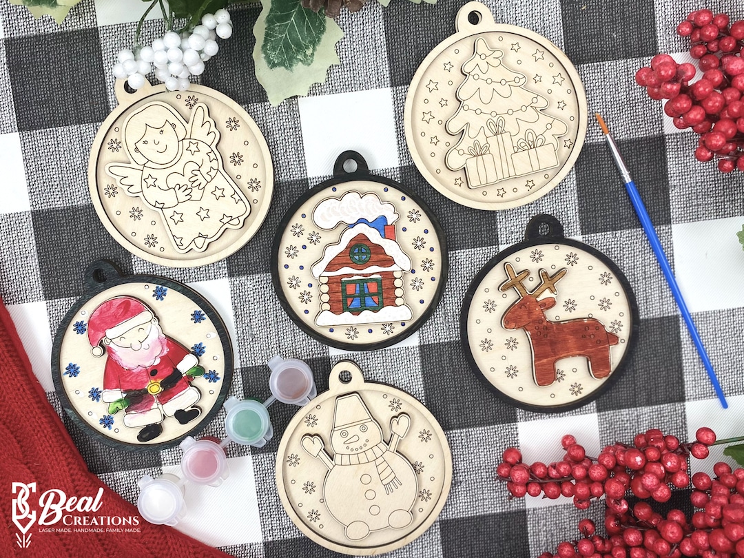 Wooden Christmas Ornament Paint Kit, DIY Christmas Ornament Kit