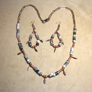 Copper & Green Jasper Necklace and Earring Set