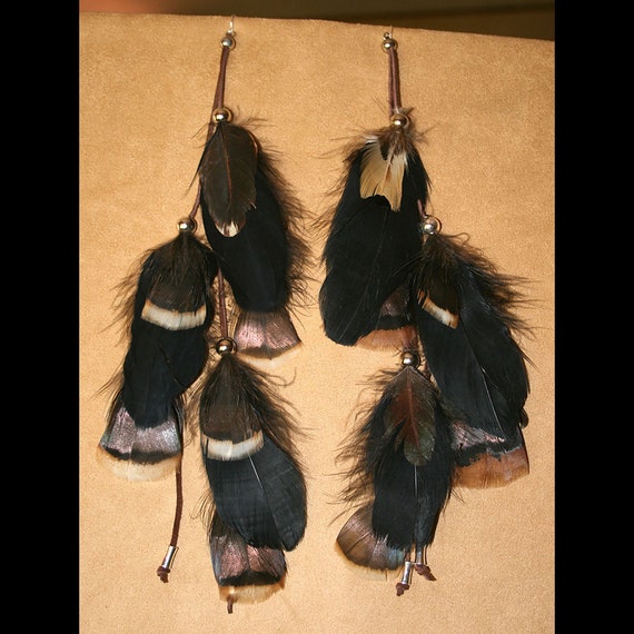 Native American Turkey Feather Earrings Etsy