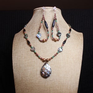 Abalone & Copper Necklace and Earring Set