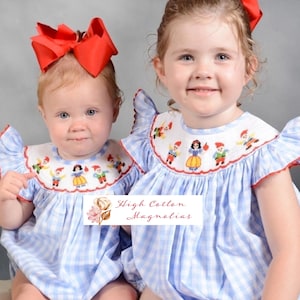SNOW WHITE and the Seven Dwarves Disney- Inspired Hand-Smocked Bishop Dress | Baby Girl's Outfit | Disney Trip