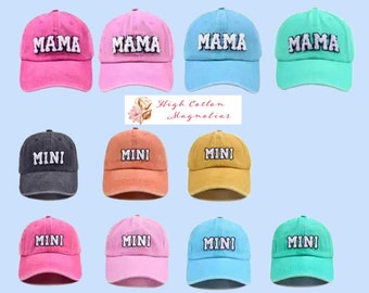 Pretty Mama and Mini Baseball Hat | Chenille Patch Mama Cap | Chenille Patch Mini Cap | Matching Mama and Mini Hats