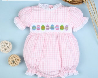 Hand-Embroidered EASTER EGG BUBBLE | Easter Outfit | Baby Outfit | Baby's First Easter | Sister Match | Sibling Set | Easter Bunny Pics