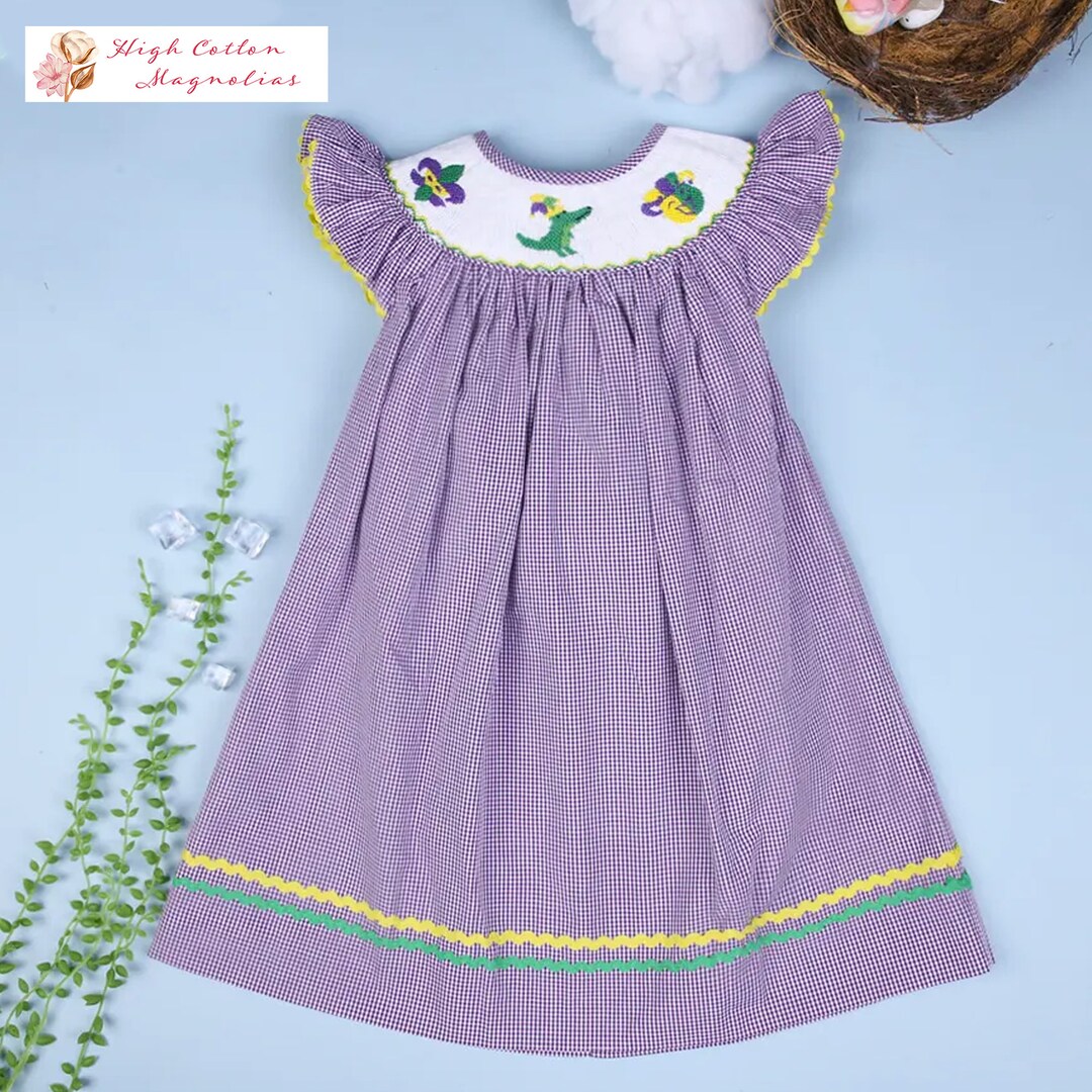 Hand Smocked Mardi Gras Bloomer Set Boys