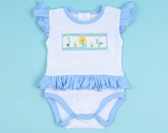 THE LITTLE MERMAID Hand-Smocked Baby Girl Onesie | Disney-Inspired Onesie | Baby Onesie | Mermaid Tales | Under the Sea