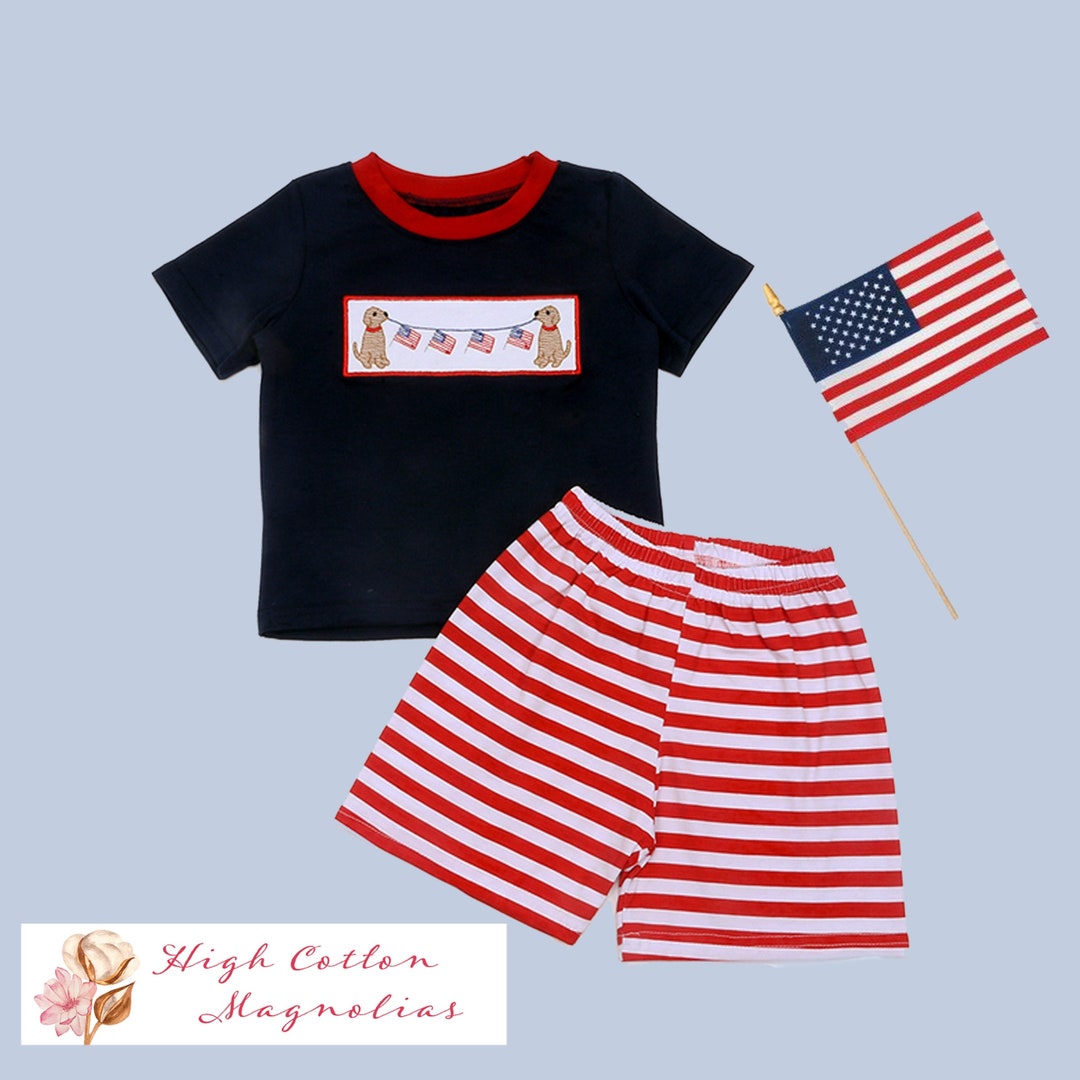Boys Patriotic Pup Short Set by Millie Jay main image 1