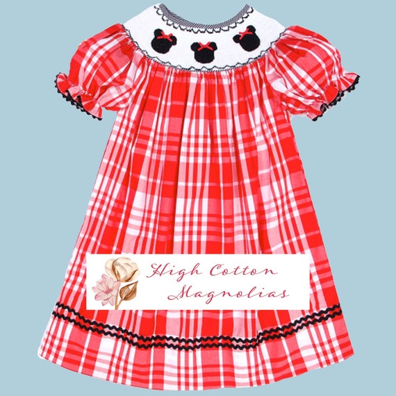 MISS MOUSE FUNHOUSE Hand-smocked Disney-inspired Bishop Dress | Baby Girl's  Outfit | Disney Trip | Mouse Ears | Clubhouse - Etsy