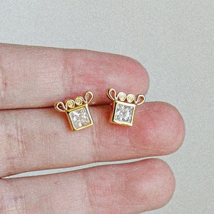 Dainty Hmong Phiaj Stud Earrings in Gold or Silver, Gift for Her, Everyday Wear Minimalist Style