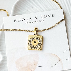 Hmong Inspired Motif Necklace, Gold Plated Fashion Necklace, Modern Hmong Necklace, Gift for Her, Gift for Friends, Hmong gifts