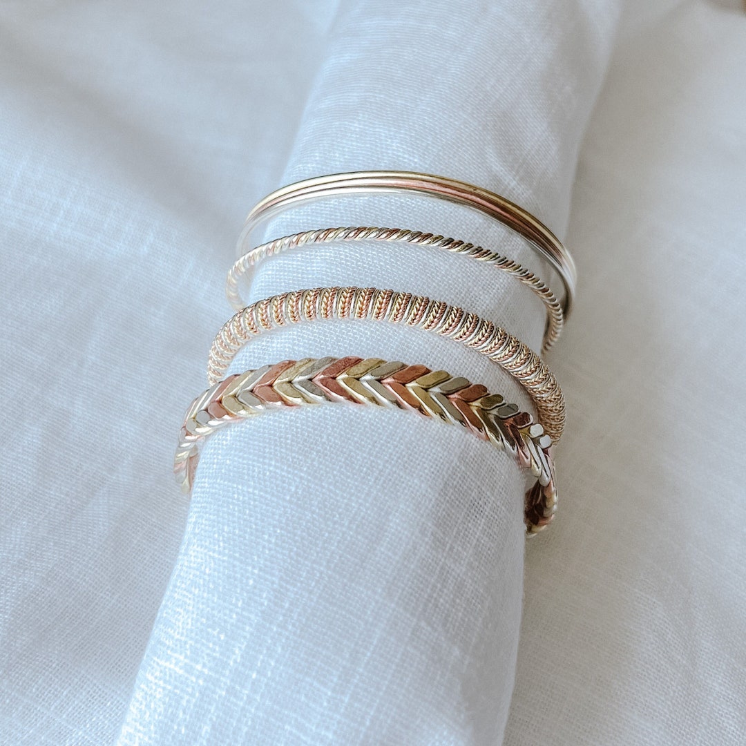 Hmong Protection Bangle Bracelet Twisted Copper Brass Mixed Metals