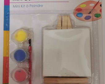 Mini Cavas and Easel Paint Set Art Studio Mini Painting Arts and Crafts  Miniature Paint Brush and Paints Included 