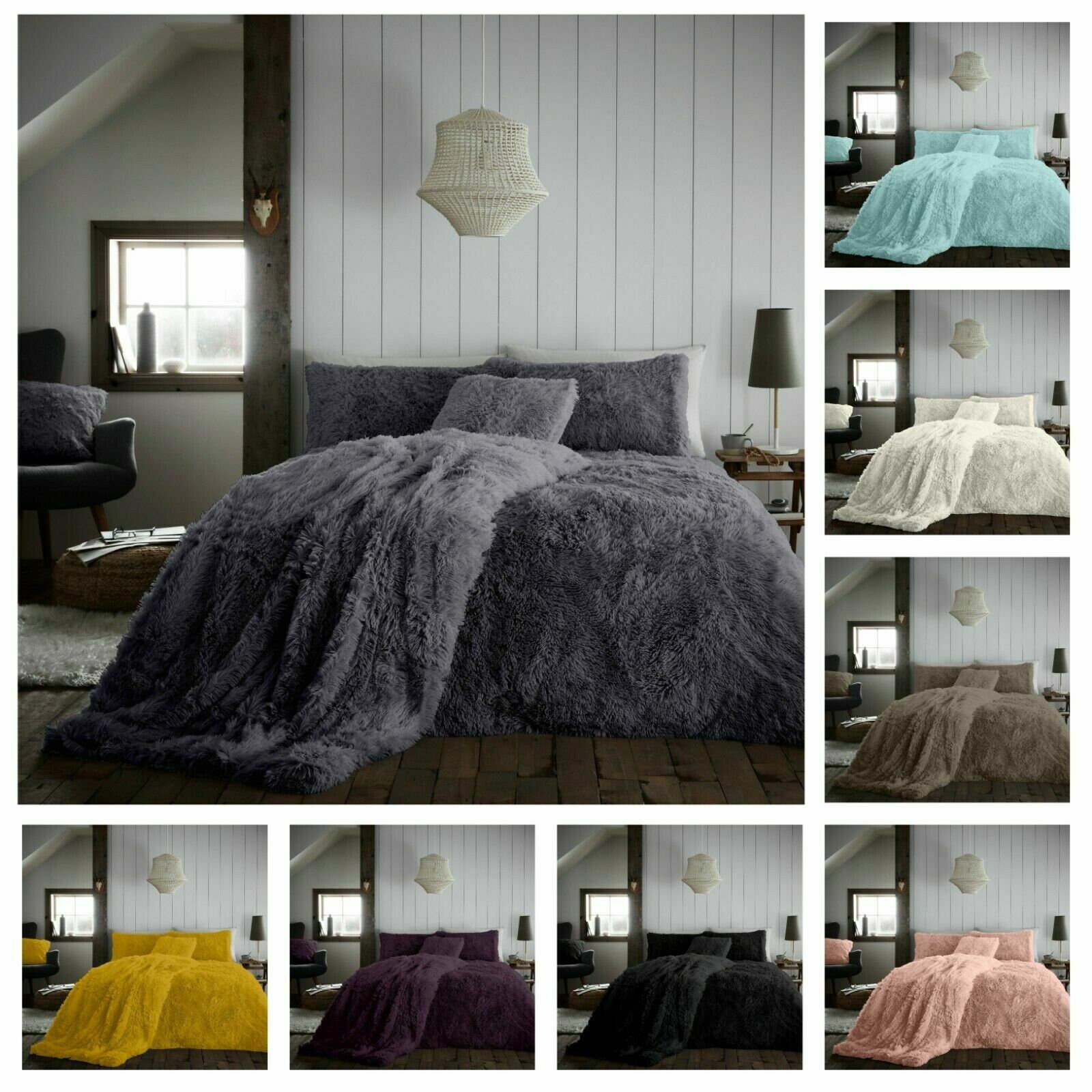 Teddy Bear Fleece Cuddly Faux Fur Duvet Covers Set Fluffy Warm