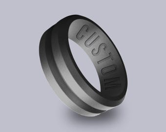 Wildfire Ring Personalized Silicone V Pattern Ring Engraved for Men Women, Wedding Band for Couple valentine gift for husband