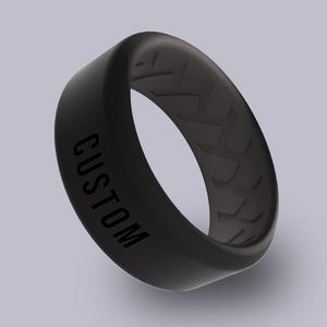 Wildfire Ring Air Vent Personalized Silicone Beveled Ring Engraved for Men & Women, Breathable Vented Band, Comfortable Safe Work Ring