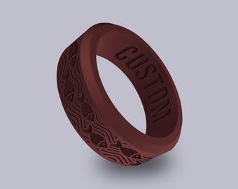 Wildfire Ring Fish Ocean Personalized Silicone Beveled Ring Engraved for Men and Women, Gift for Pisces, Fish Jewelry