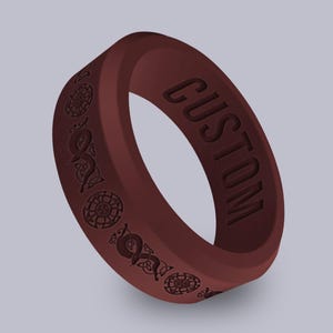 Wildfire Ring Celtic Warrior Shield Personalized Silicone Beveled Ring Engraved for Men and Women, Mens Celtic Jewelry Ring