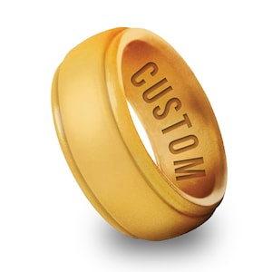 Wildfire Ring Personalized Silicone Ring Engraved for Men & Women, Athletic Wedding Band for Couple, Valentine Gift for husband Gul
