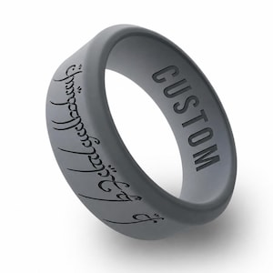 Wildfire Ring Elvish Love Ring, Engrave Ring in elvish, Movie-Inspired Wedding Rings Personalized Silicone Beveled Ring for Men and Women,