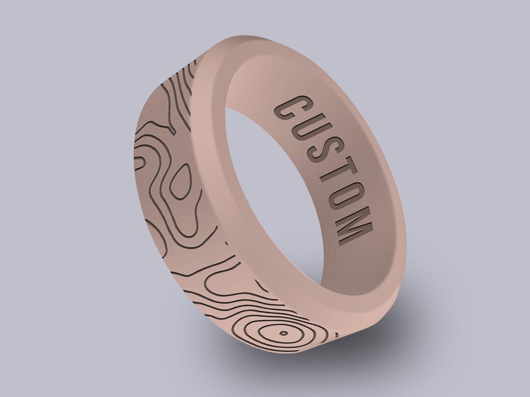 Wildfire Ring Desert Beige Topographic Map Personalized Silicone ...